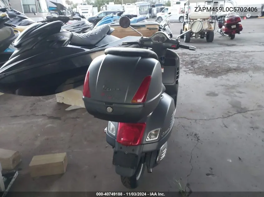 2012 Vespa Gts 300 Super VIN: ZAPM459L0C5702406 Lot: 40749188