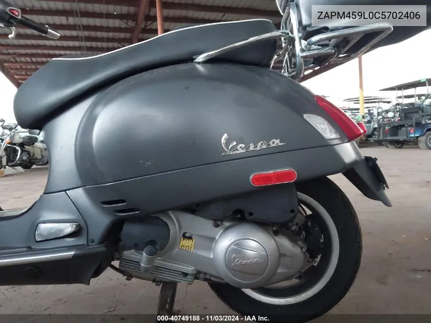 2012 Vespa Gts 300 Super VIN: ZAPM459L0C5702406 Lot: 40749188