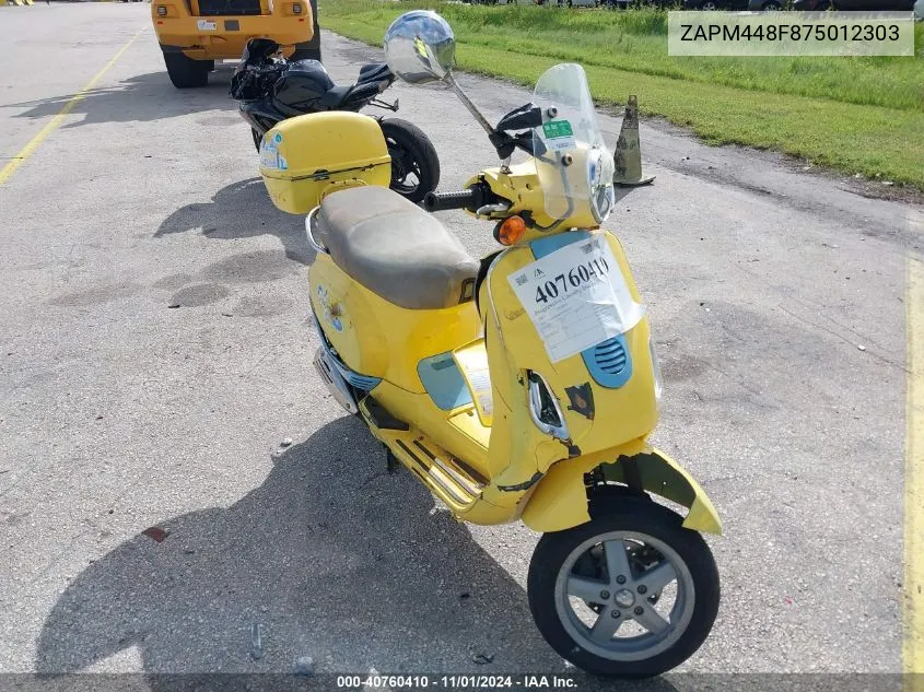 2007 Vespa Lx 150 VIN: ZAPM448F875012303 Lot: 40760410