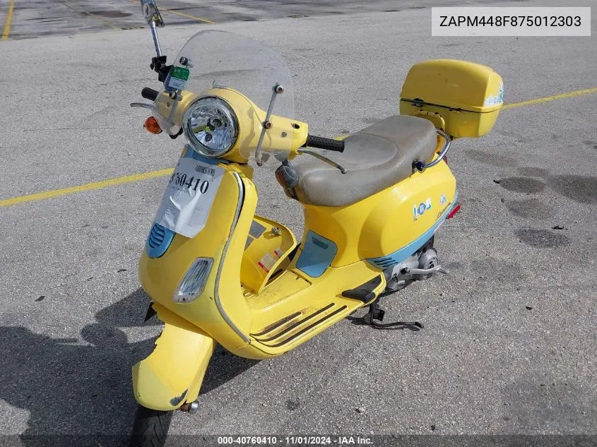 2007 Vespa Lx 150 VIN: ZAPM448F875012303 Lot: 40760410