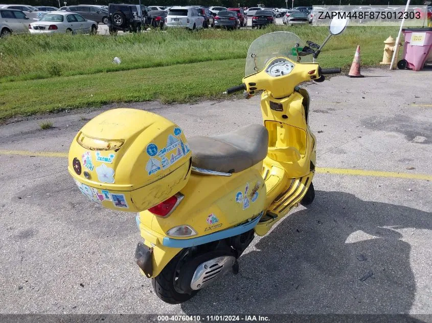 2007 Vespa Lx 150 VIN: ZAPM448F875012303 Lot: 40760410