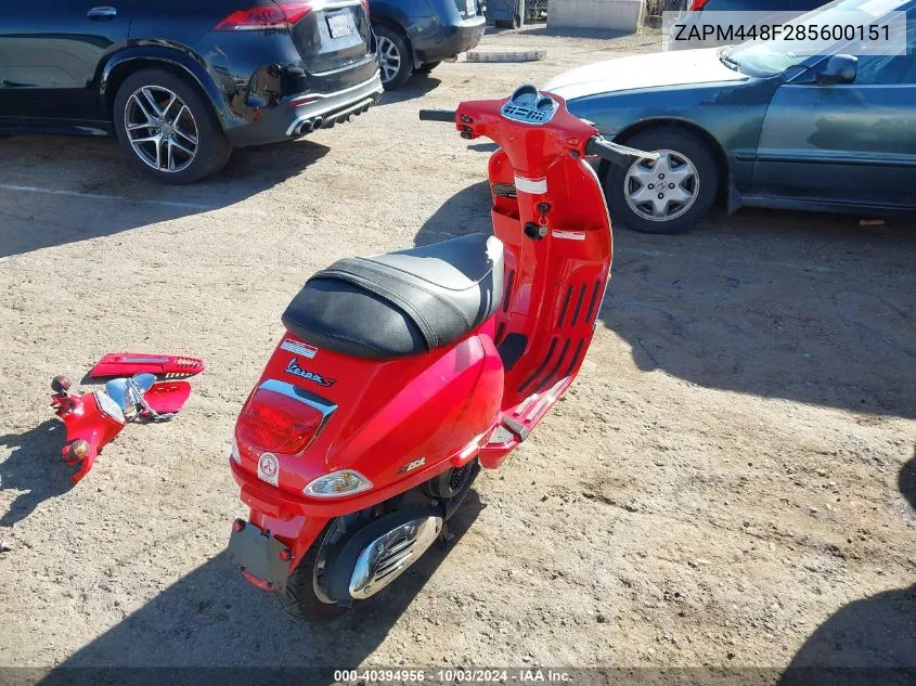 2008 Vespa Lx 150 VIN: ZAPM448F285600151 Lot: 40394956