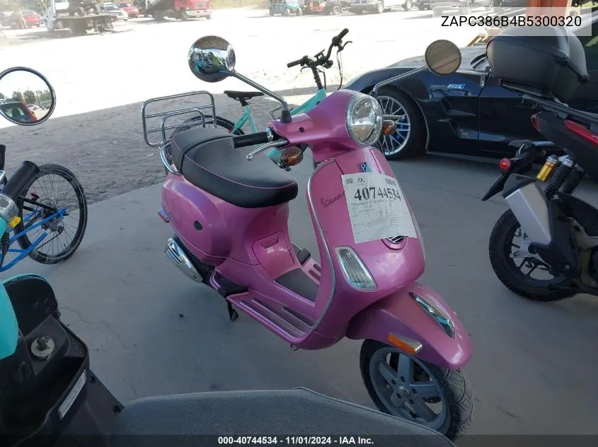 2011 Vespa Lx 50 VIN: ZAPC386B4B5300320 Lot: 40744534