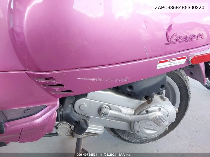 2011 Vespa Lx 50 VIN: ZAPC386B4B5300320 Lot: 40744534