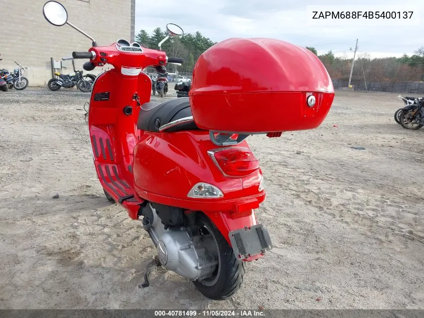 2011 Vespa Lx 150Ie VIN: ZAPM688F4B5400137 Lot: 40781499