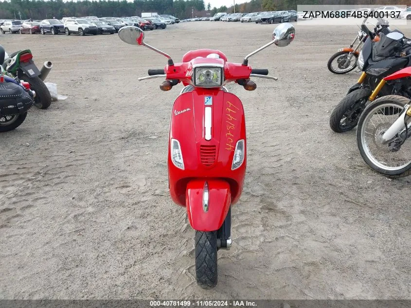 2011 Vespa Lx 150Ie VIN: ZAPM688F4B5400137 Lot: 40781499