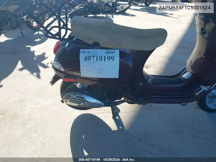 2012 Vespa Lx 150Ie VIN: ZAPM688F1C5001624 Lot: 40710199