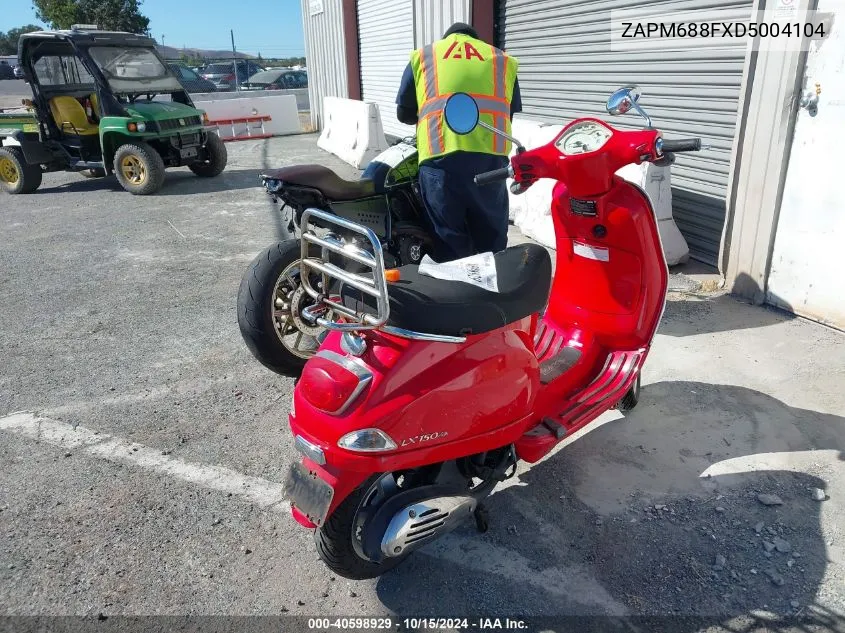 2013 Vespa Lx 150Ie VIN: ZAPM688FXD5004104 Lot: 40598929