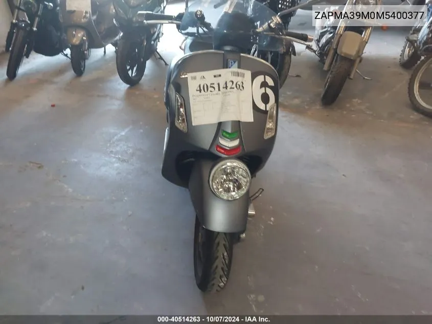 2021 Vespa Gts/Sei Giorni VIN: ZAPMA39M0M5400377 Lot: 40514263