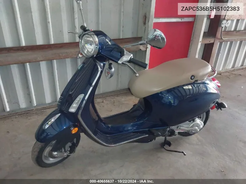 2017 Vespa Primavera 50 4V Ie VIN: ZAPC536B5H5102383 Lot: 40655637