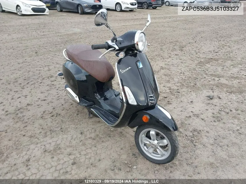 2018 Vespa Primavera 50 4V Ie VIN: ZAPC536B3J5103327 Lot: 12103329