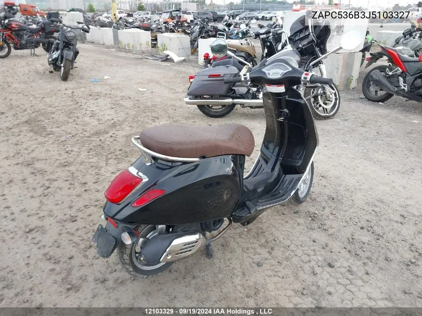 2018 Vespa Primavera 50 4V Ie VIN: ZAPC536B3J5103327 Lot: 12103329