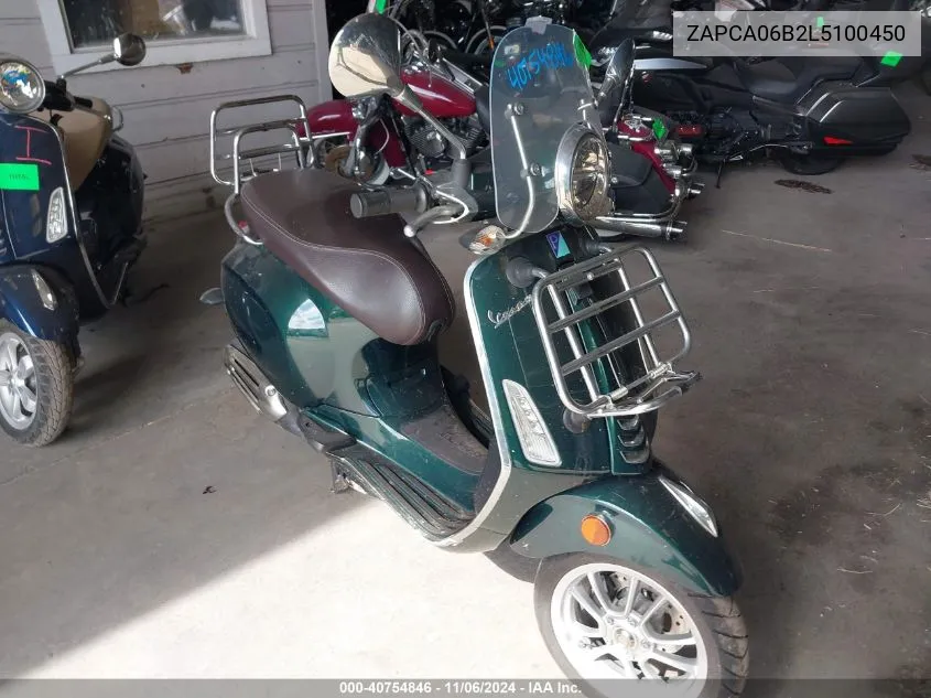 2020 Vespa Primavera VIN: ZAPCA06B2L5100450 Lot: 40754846