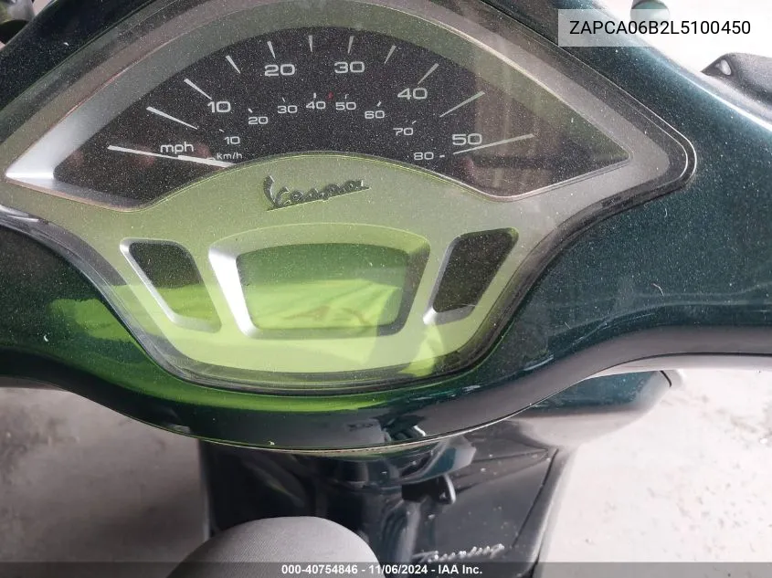 2020 Vespa Primavera VIN: ZAPCA06B2L5100450 Lot: 40754846