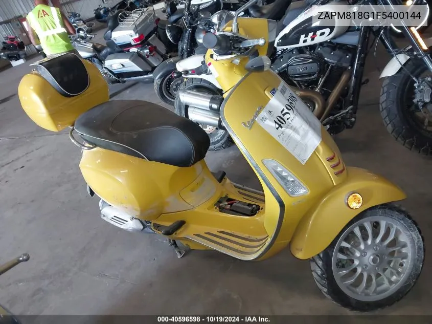 2015 Vespa Sprint 150 3V VIN: ZAPM818G1F5400144 Lot: 40596598