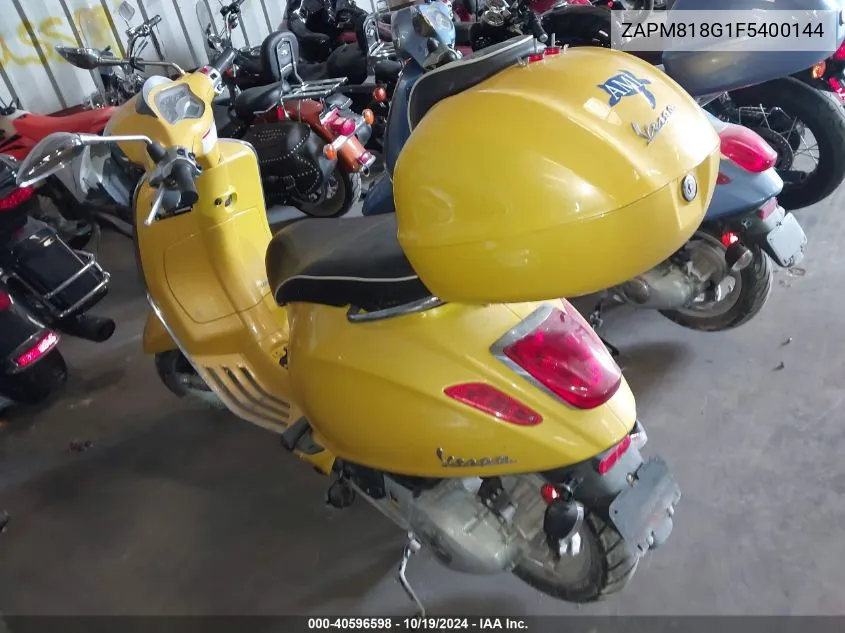 2015 Vespa Sprint 150 3V VIN: ZAPM818G1F5400144 Lot: 40596598