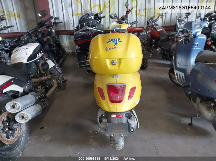 2015 Vespa Sprint 150 3V VIN: ZAPM818G1F5400144 Lot: 40596598