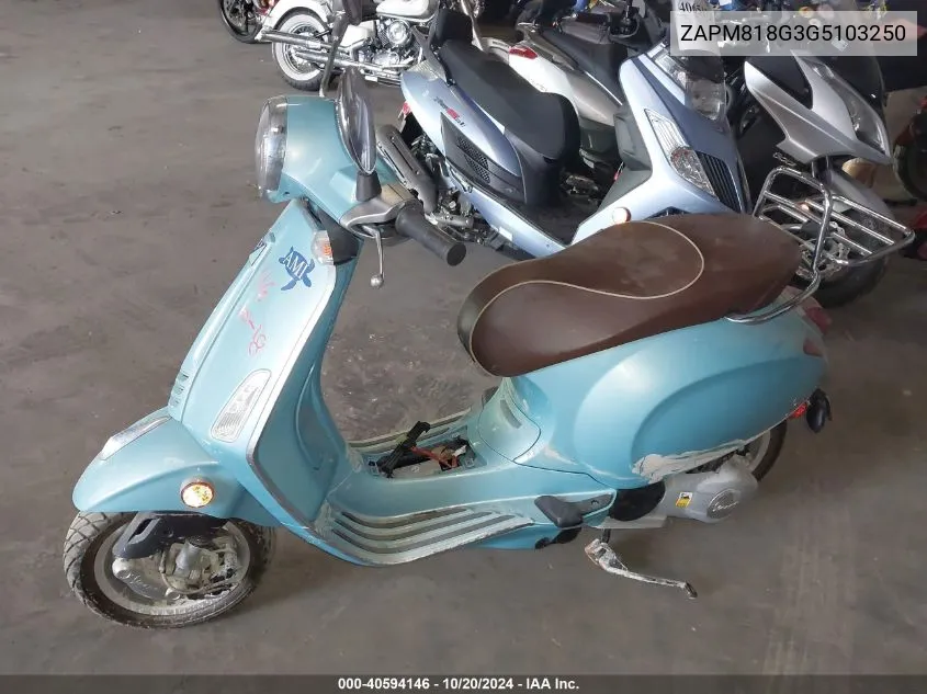 2016 Vespa Sprint 150 3V VIN: ZAPM818G3G5103250 Lot: 40594146