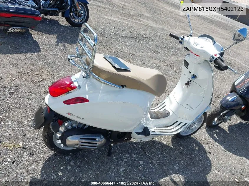 2017 Vespa Sprint 150 3V VIN: ZAPM818GXH5402123 Lot: 40666447