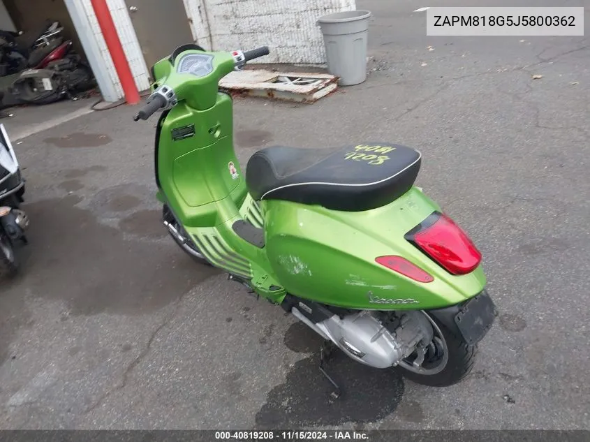 2018 Vespa Sprint 150 3V VIN: ZAPM818G5J5800362 Lot: 40819208