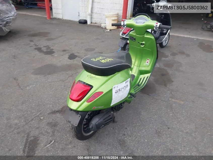 2018 Vespa Sprint 150 3V VIN: ZAPM818G5J5800362 Lot: 40819208