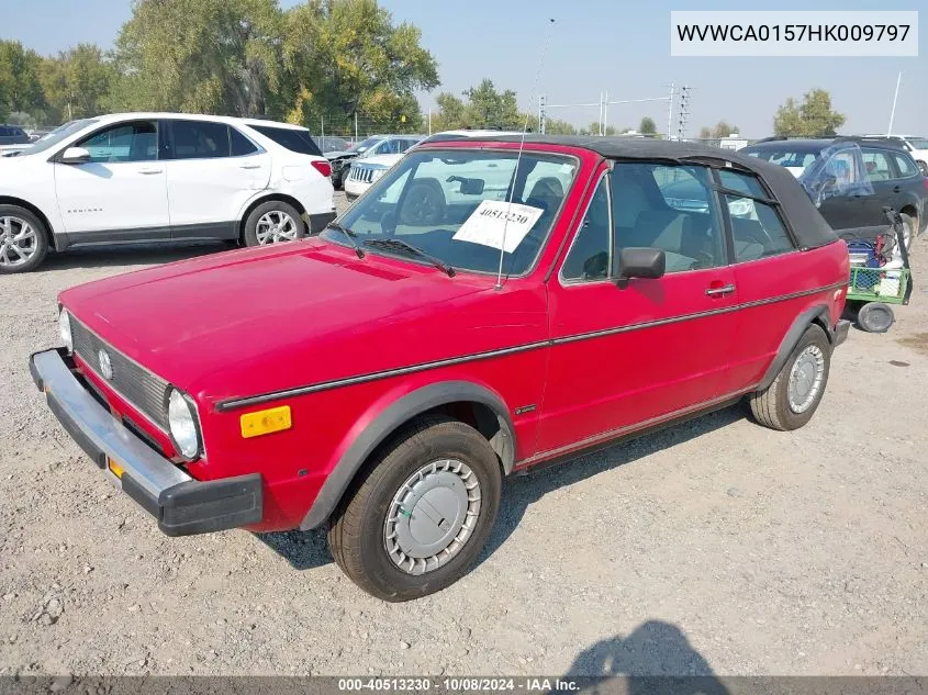 1987 Volkswagen Cabriolet VIN: WVWCA0157HK009797 Lot: 40513230