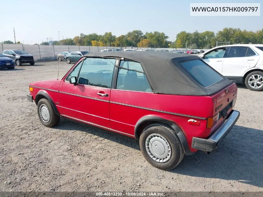 1987 Volkswagen Cabriolet VIN: WVWCA0157HK009797 Lot: 40513230