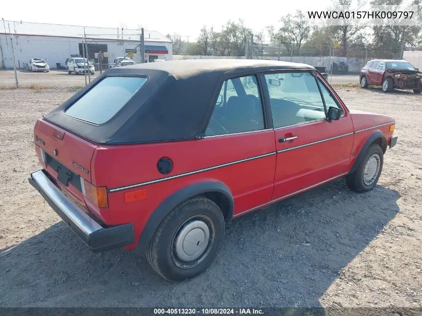 1987 Volkswagen Cabriolet VIN: WVWCA0157HK009797 Lot: 40513230