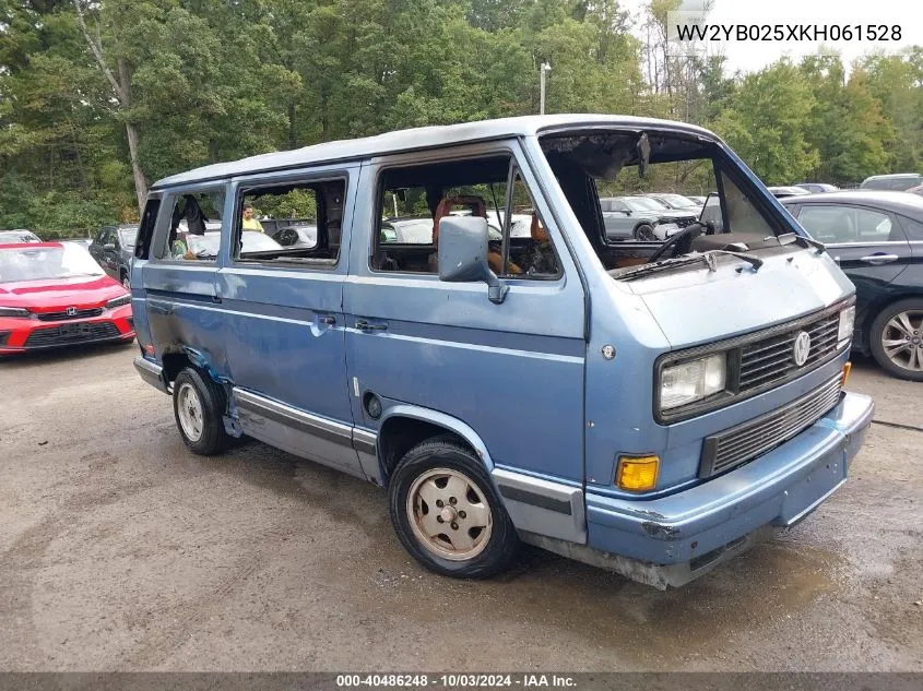 1989 Volkswagen Vanagon Bus VIN: WV2YB025XKH061528 Lot: 40486248