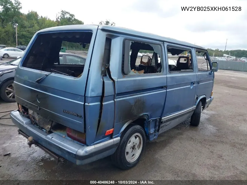 1989 Volkswagen Vanagon Bus VIN: WV2YB025XKH061528 Lot: 40486248