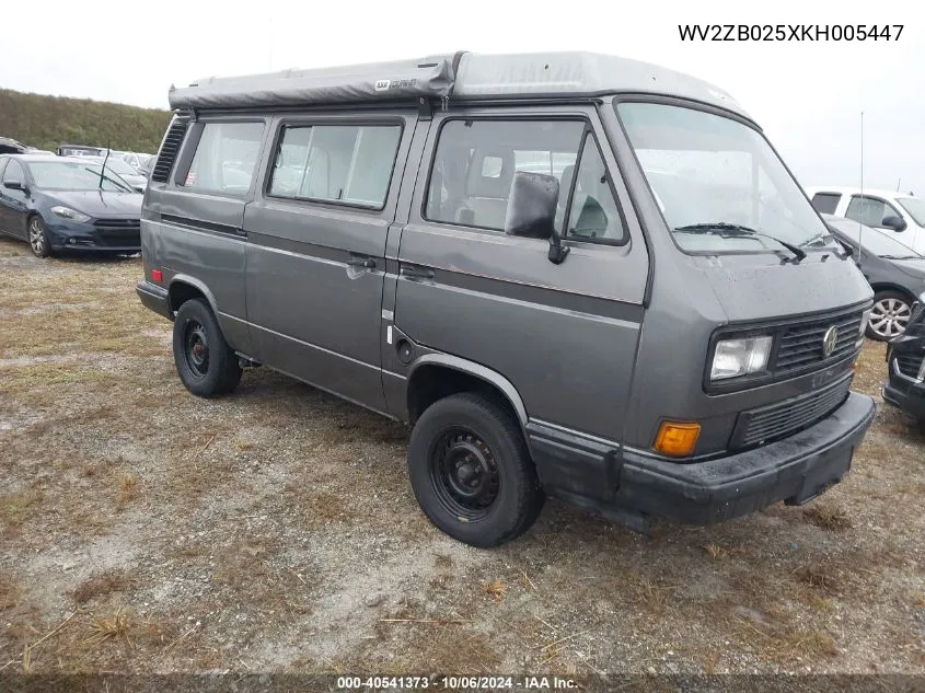 1989 Volkswagen Vanagon Campmobile VIN: WV2ZB025XKH005447 Lot: 40541373