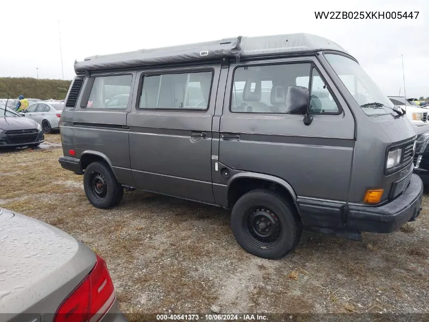 1989 Volkswagen Vanagon Campmobile VIN: WV2ZB025XKH005447 Lot: 40541373