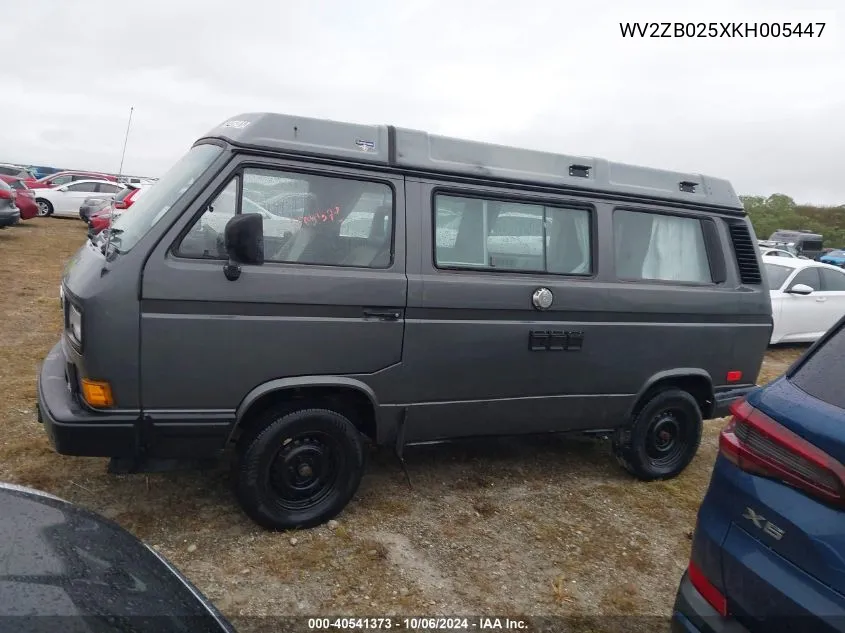 1989 Volkswagen Vanagon Campmobile VIN: WV2ZB025XKH005447 Lot: 40541373