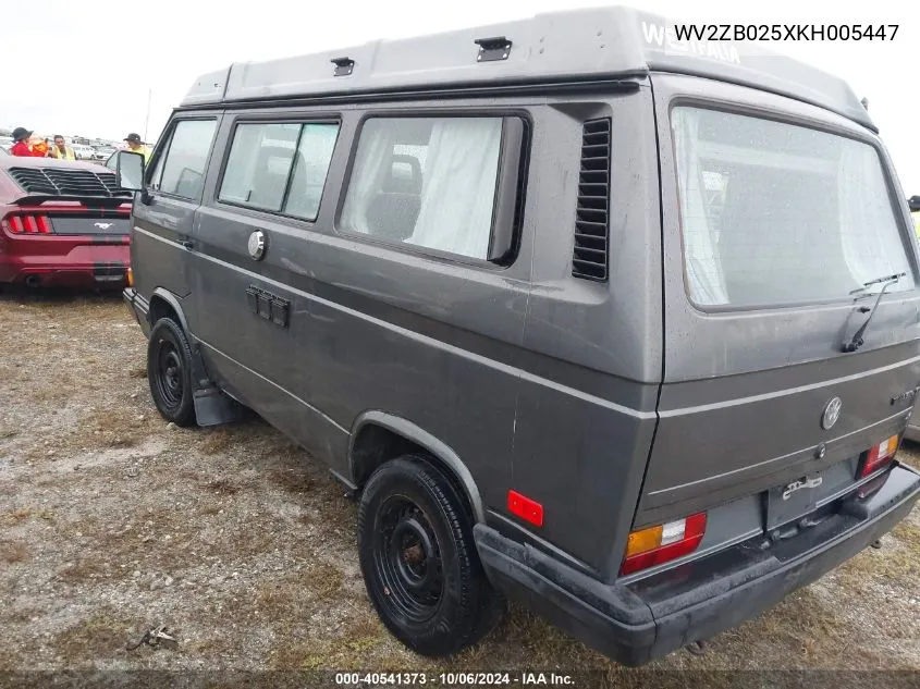 1989 Volkswagen Vanagon Campmobile VIN: WV2ZB025XKH005447 Lot: 40541373