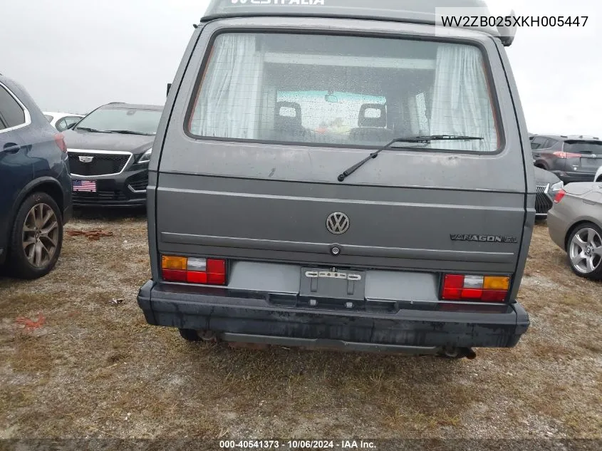 1989 Volkswagen Vanagon Campmobile VIN: WV2ZB025XKH005447 Lot: 40541373