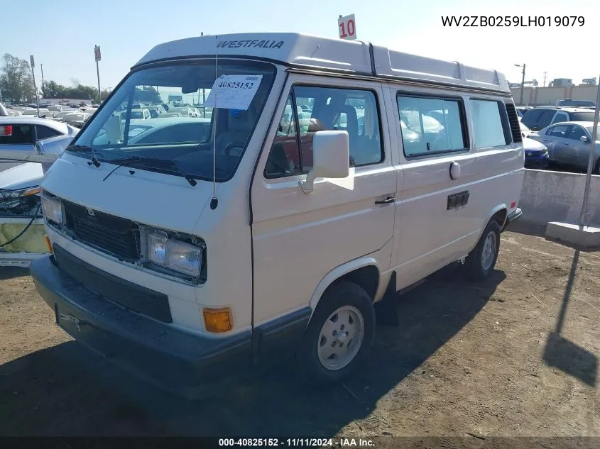 1990 Volkswagen Vanagon Campmobile VIN: WV2ZB0259LH019079 Lot: 40825152