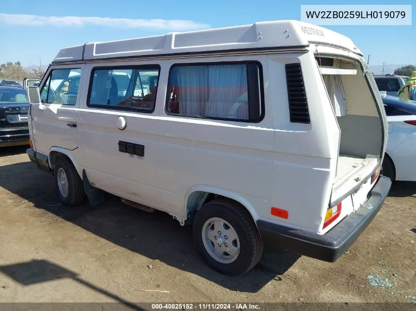 1990 Volkswagen Vanagon Campmobile VIN: WV2ZB0259LH019079 Lot: 40825152