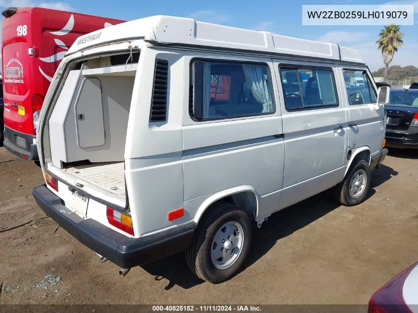 1990 Volkswagen Vanagon Campmobile VIN: WV2ZB0259LH019079 Lot: 40825152