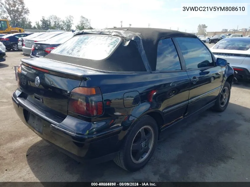 2000 Volkswagen Cabrio Gls VIN: 3VWDC21V5YM808610 Lot: 40084897