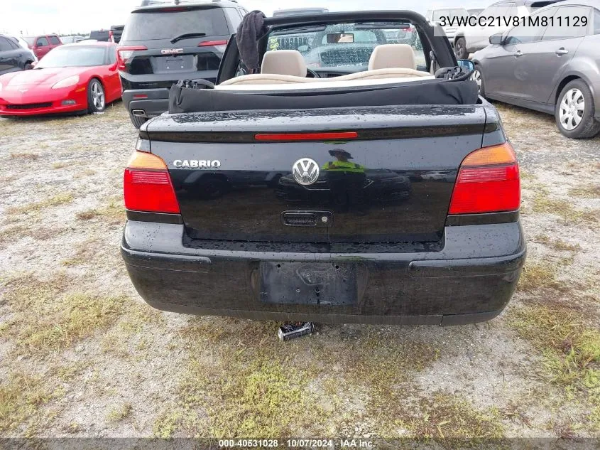 3VWCC21V81M811129 2001 Volkswagen Cabrio Gls