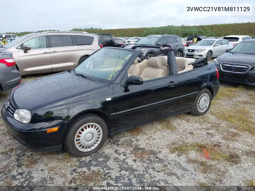 3VWCC21V81M811129 2001 Volkswagen Cabrio Gls