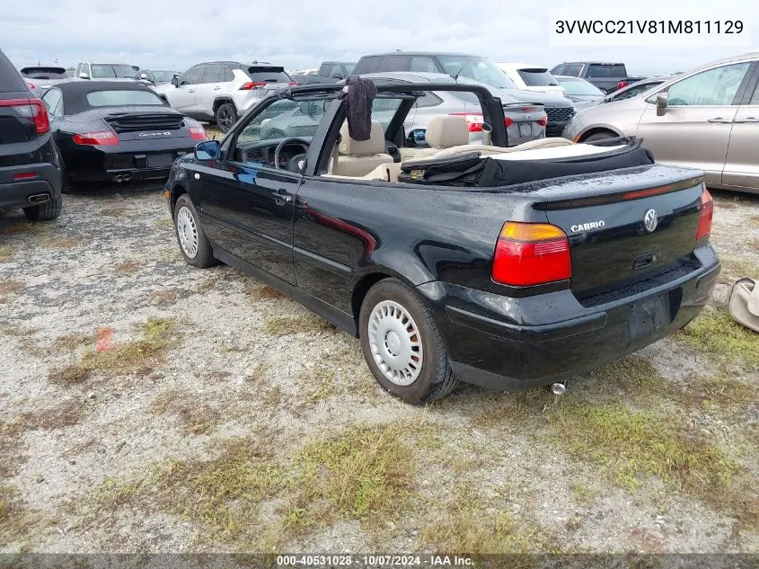 2001 Volkswagen Cabrio Gls VIN: 3VWCC21V81M811129 Lot: 40531028