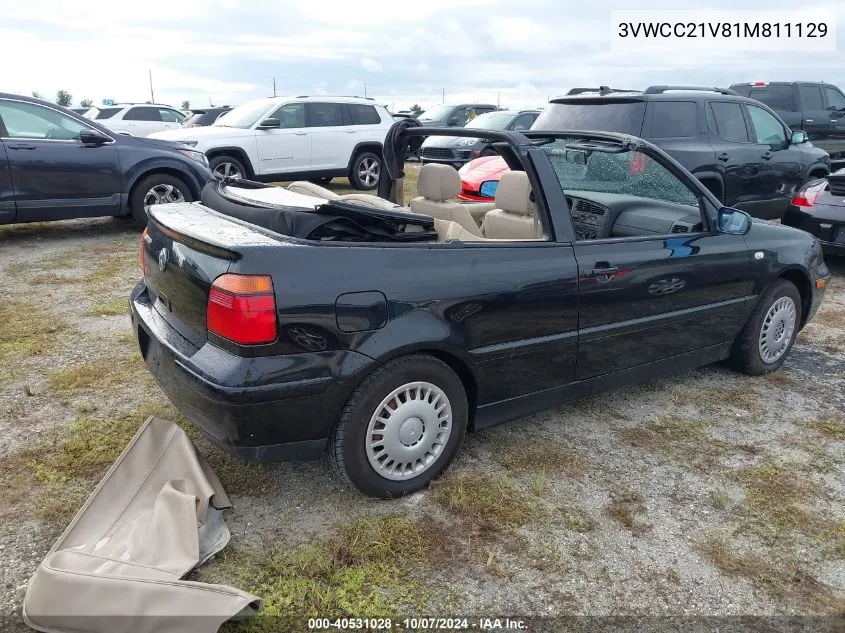 2001 Volkswagen Cabrio Gls VIN: 3VWCC21V81M811129 Lot: 40531028