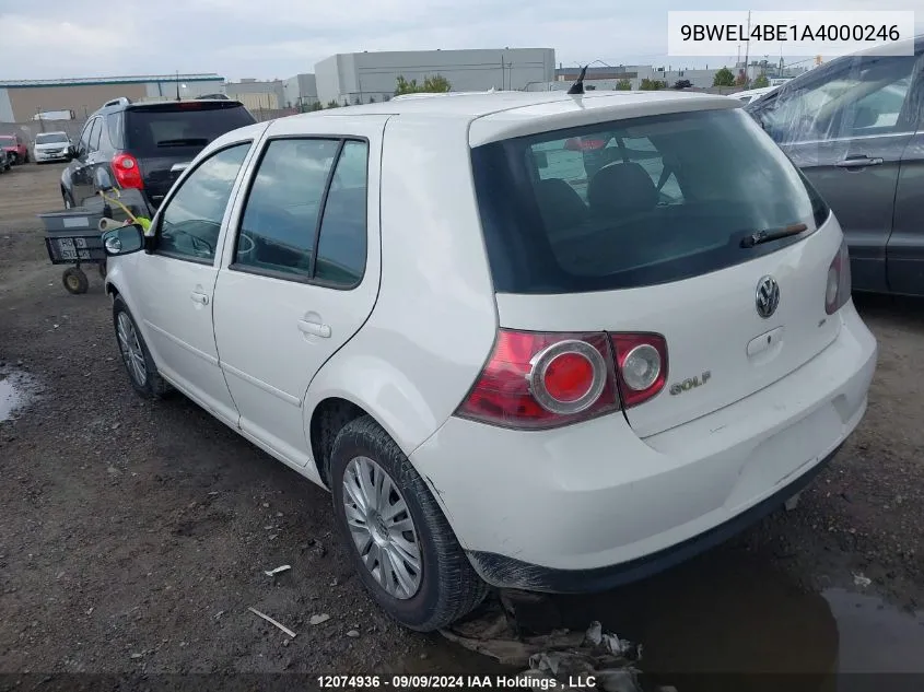 2010 Volkswagen City Golf VIN: 9BWEL4BE1A4000246 Lot: 12074936