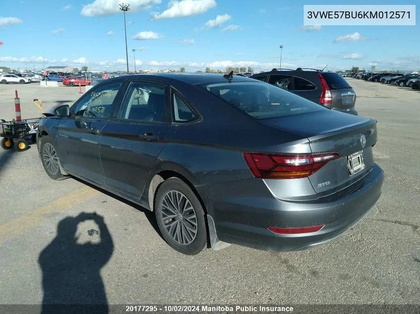 2019 Volkswagen Jetta 1.4 Tsi VIN: 3VWE57BU6KM012571 Lot: 20177295