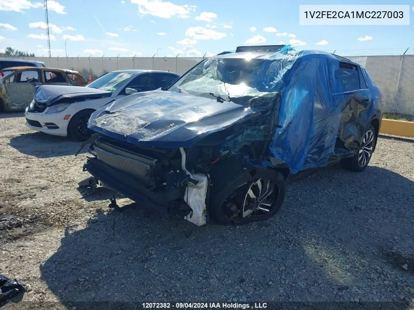 2021 Volkswagen Atlas Cross Sport VIN: 1V2FE2CA1MC227003 Lot: 12072382