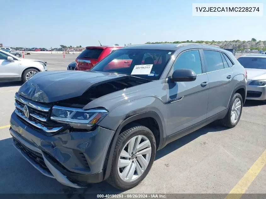 2021 Volkswagen Atlas Cross Sport 3.6L V6 Se W/Technology VIN: 1V2JE2CA1MC228274 Lot: 40190253