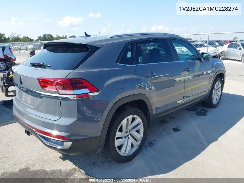 2021 Volkswagen Atlas Cross Sport 3.6L V6 Se W/Technology VIN: 1V2JE2CA1MC228274 Lot: 40190253