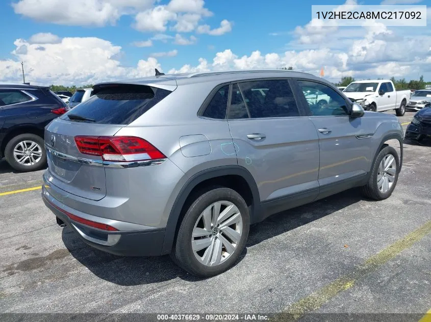 2021 Volkswagen Atlas Cross Sport 3.6L V6 Se W/Technology VIN: 1V2HE2CA8MC217092 Lot: 40376629