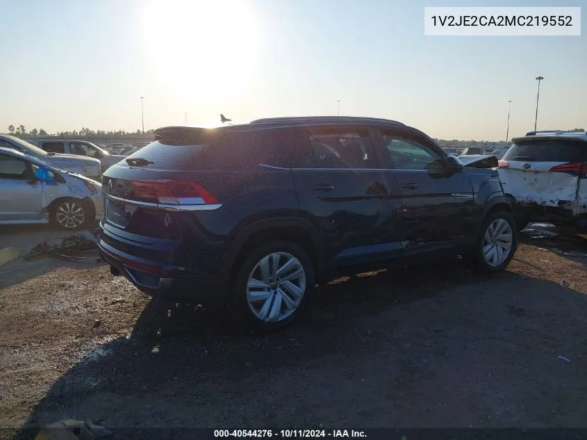 2021 Volkswagen Atlas Cross Sport 3.6L V6 Se W/Technology VIN: 1V2JE2CA2MC219552 Lot: 40544276